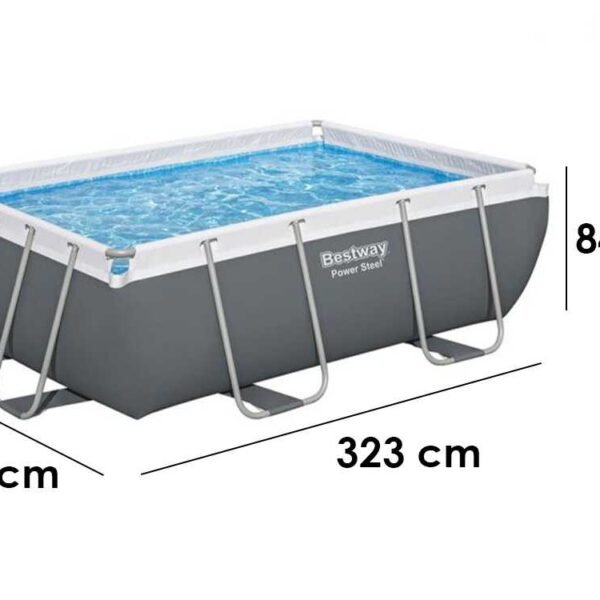 Bestway Power Steel 56629 – 282 x 196 x 84 cm – Piscine hors-sol + pompe de filtration 16 W – Image 1