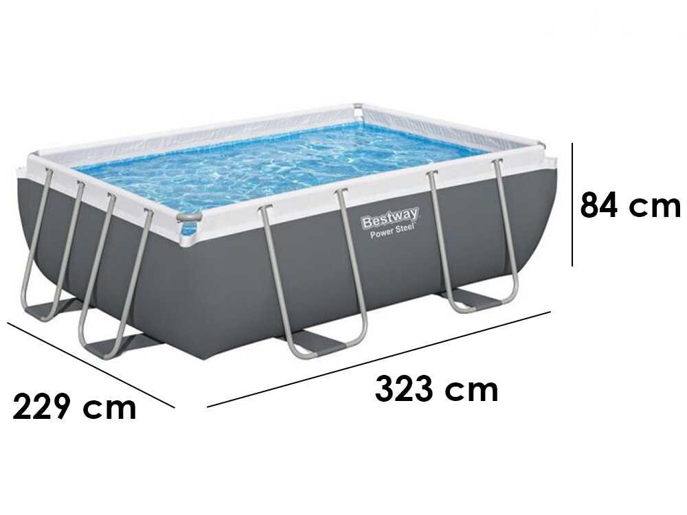 Bestway Power Steel 56629 – 282 x 196 x 84 cm – Piscine hors-sol + pompe de filtration 16 W