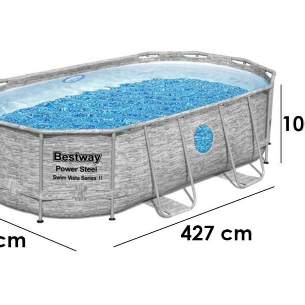 Bestway Power Steel Swim Vista 56714 – 427 x 250 x 100 cm – Piscine ovale – Image 1