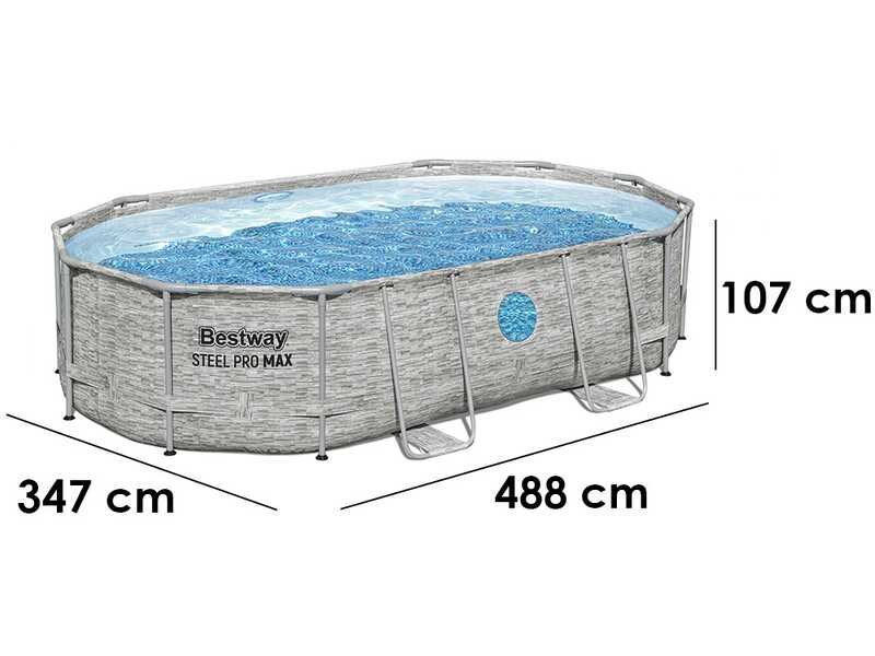 Bestway Steel Pro Max Splashview 56946 – 488x305x107 cm – Piscine ovale pour 7-8 personnes