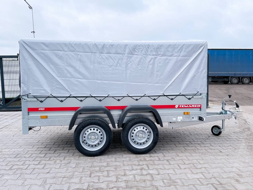 Remorque Temared PRO 2612/2 deux essieux avec bâche 80 cm 300-750 kg